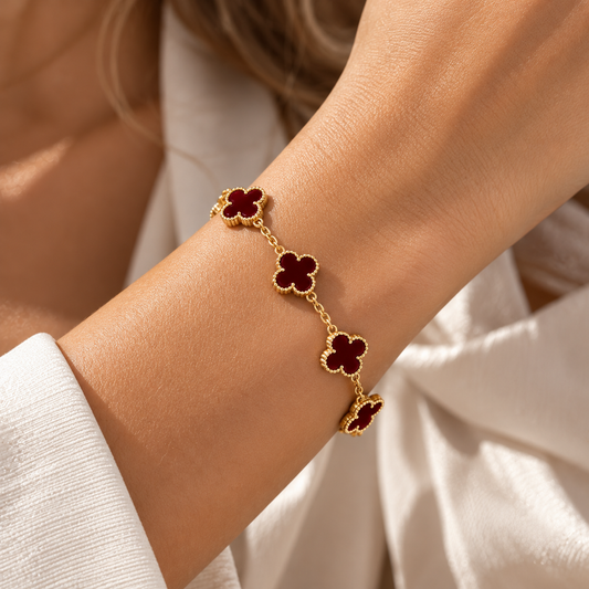 Bracciale Incanto Gold – Quadrifogli Bordeaux