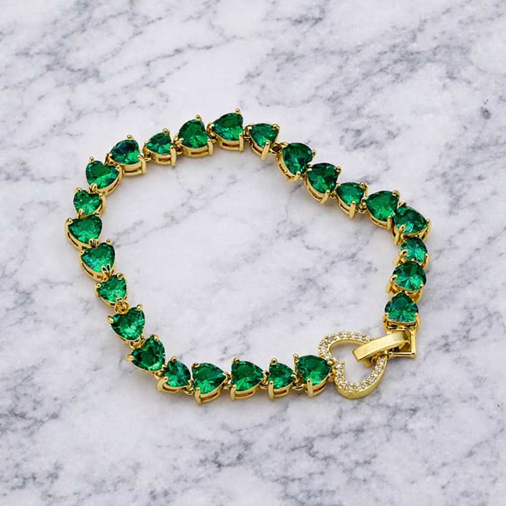 Bracciale Cuore Pavé Smeraldo