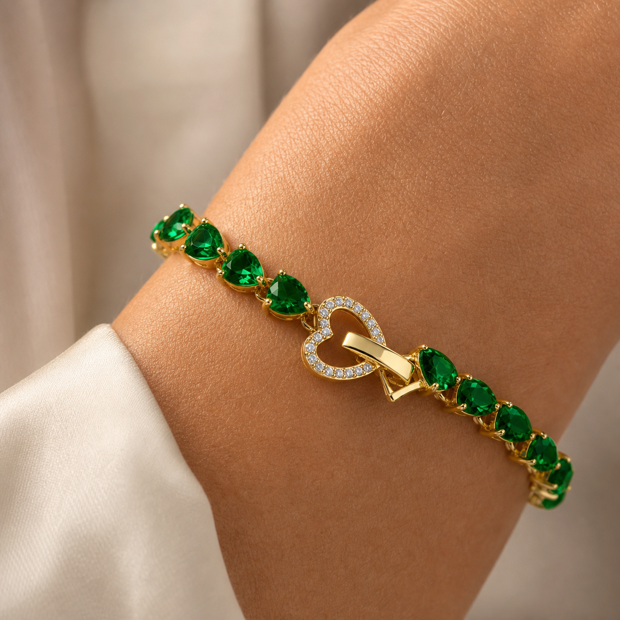 Bracciale Cuore Pavé Smeraldo