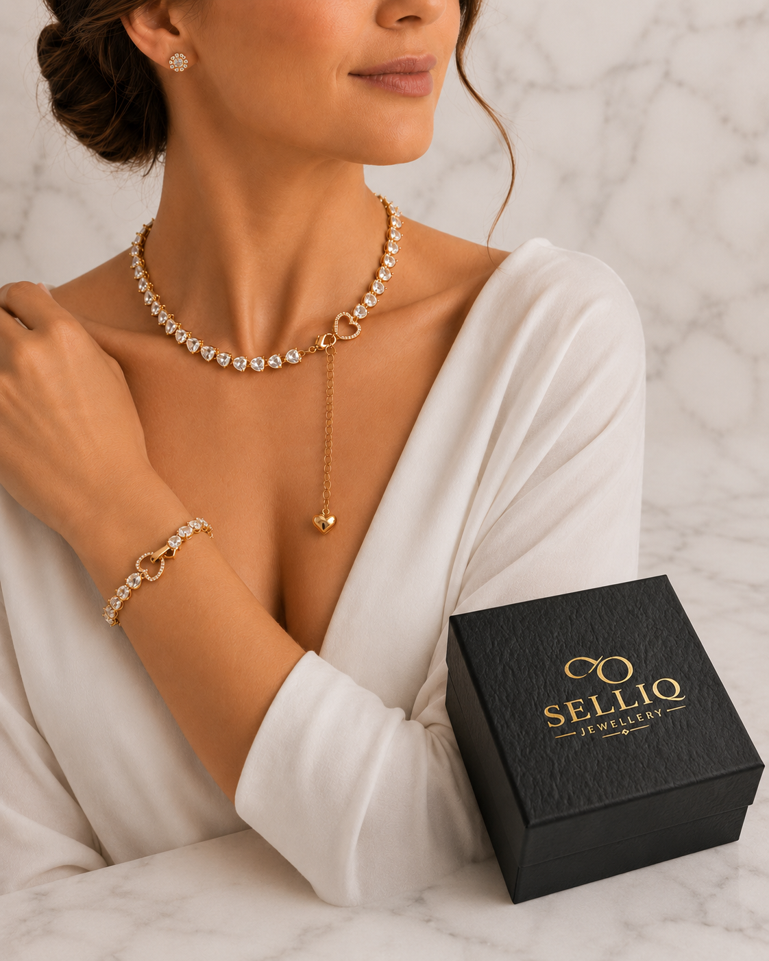 Box Regalo Set Collana & Bracciale Cristallo