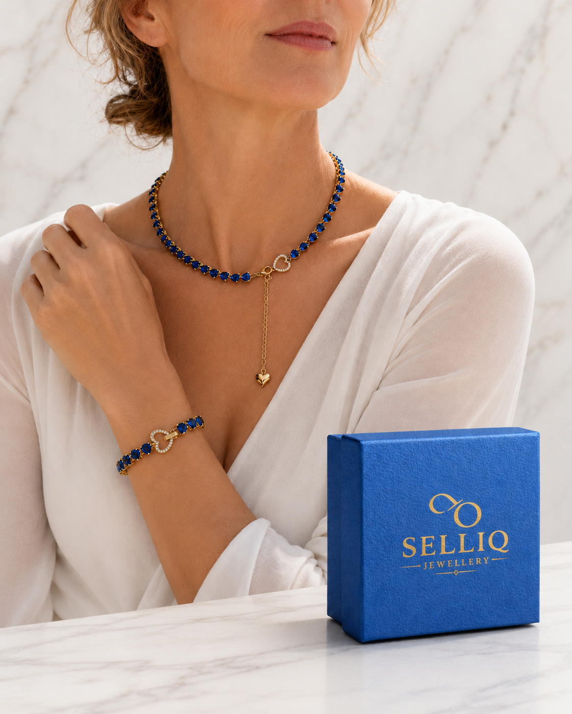 Box Regalo Set Collana & Bracciale Zaffiro