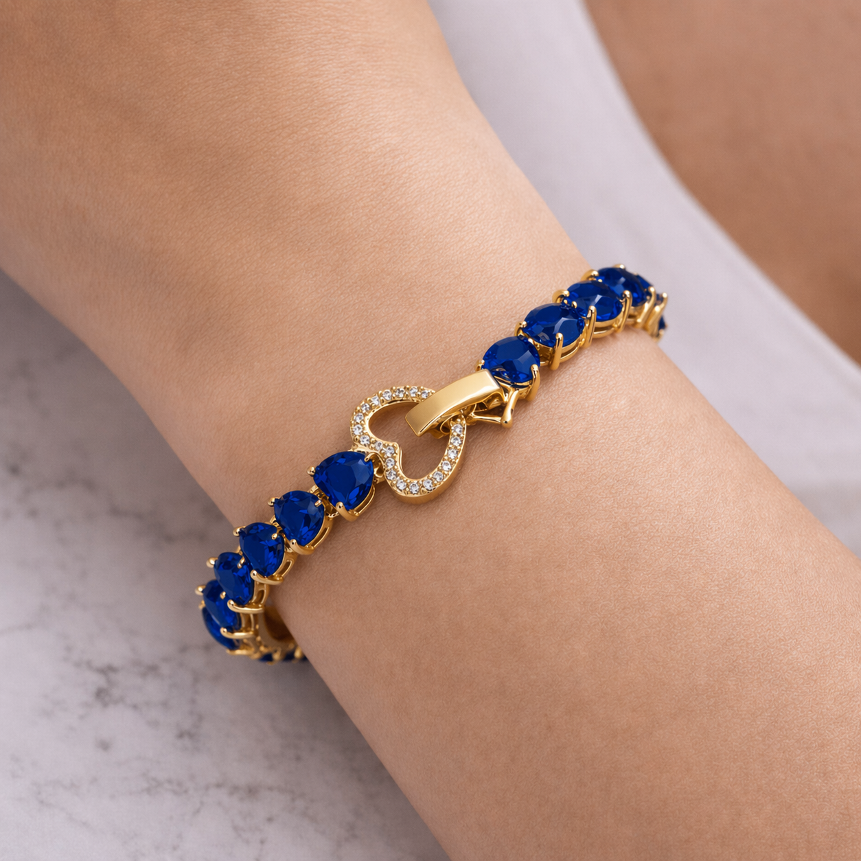 Bracciale Cuore Pavé Zaffiro