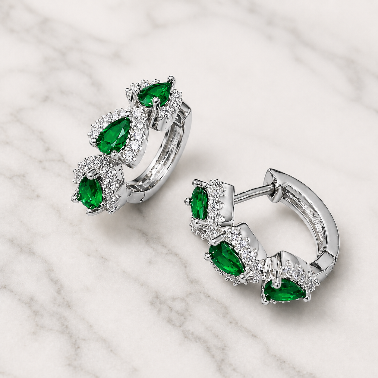 Orecchini Cuore - Smeraldo Elegance