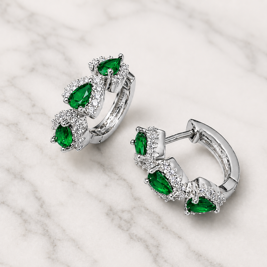 Orecchini Cuore - Smeraldo Elegance