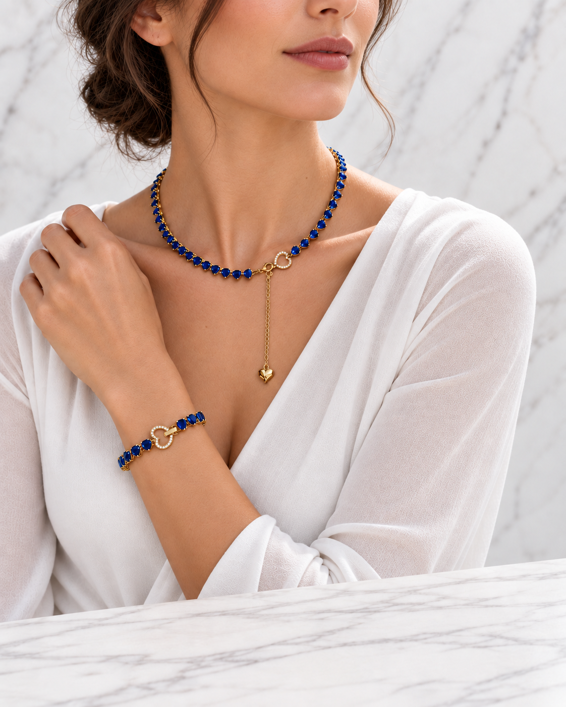 Box Regalo Set Collana & Bracciale Zaffiro