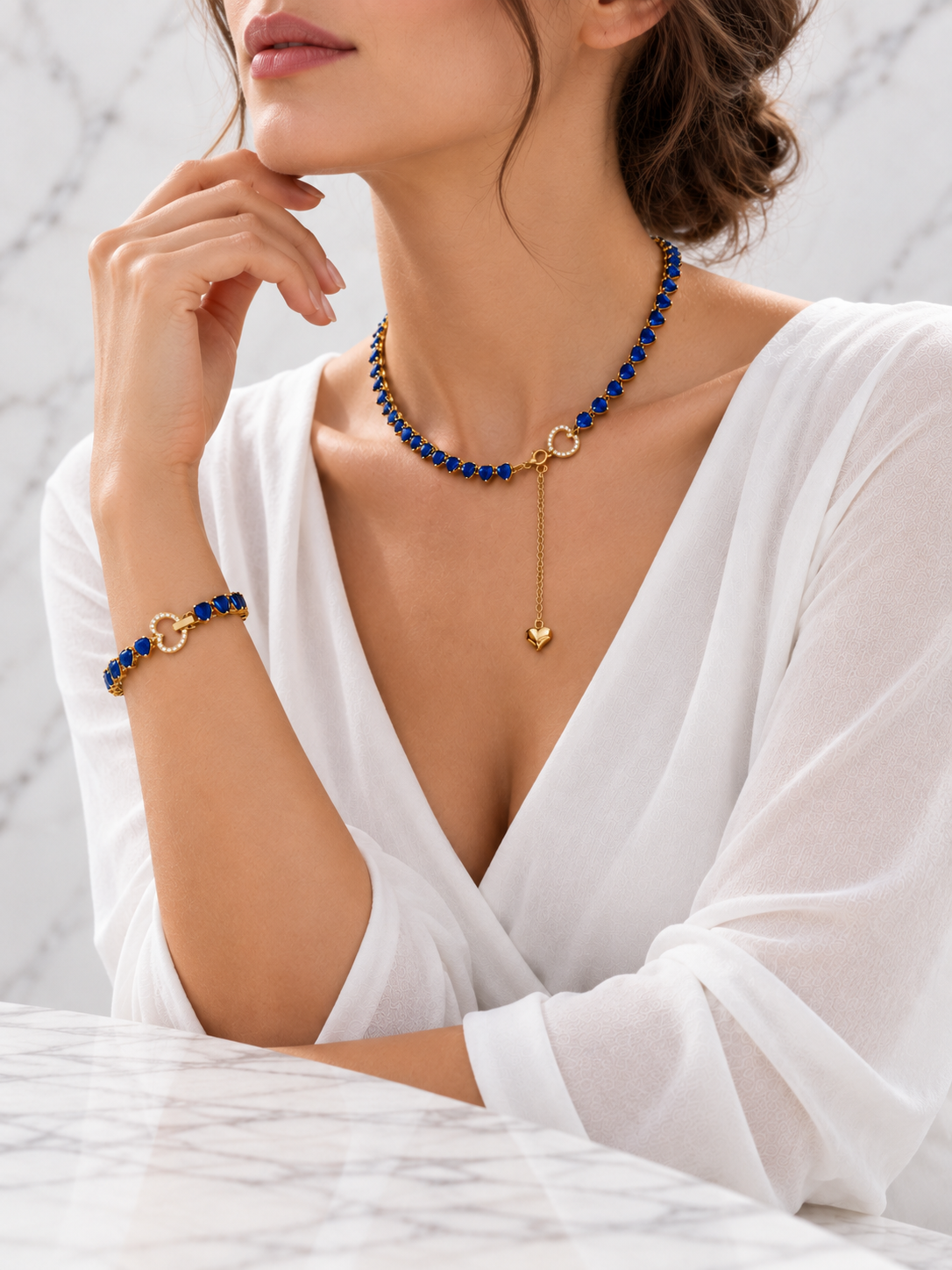 Box Regalo Set Collana & Bracciale Zaffiro
