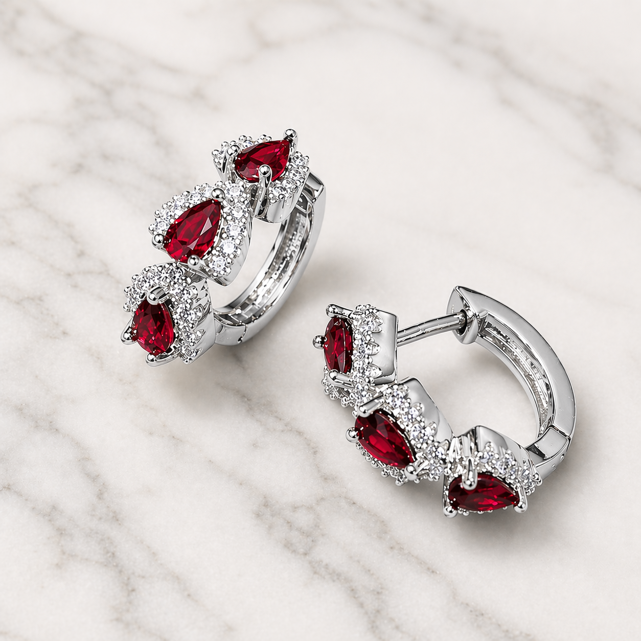 Orecchini Cuore - Rubino Elegance