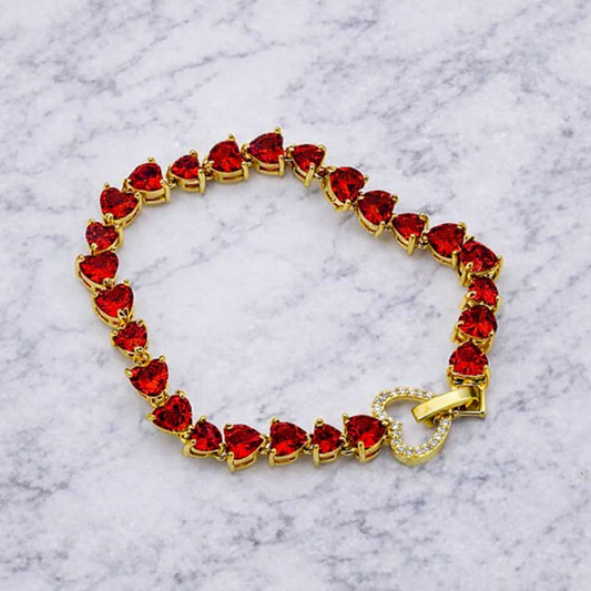 Bracciale Cuore Pavé Rubino