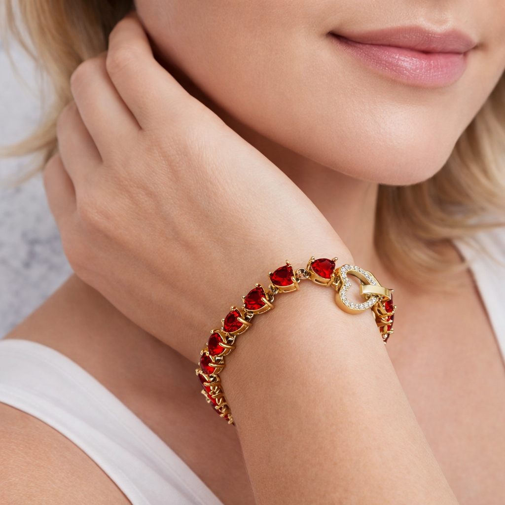 Bracciale Cuore Pavé Rubino