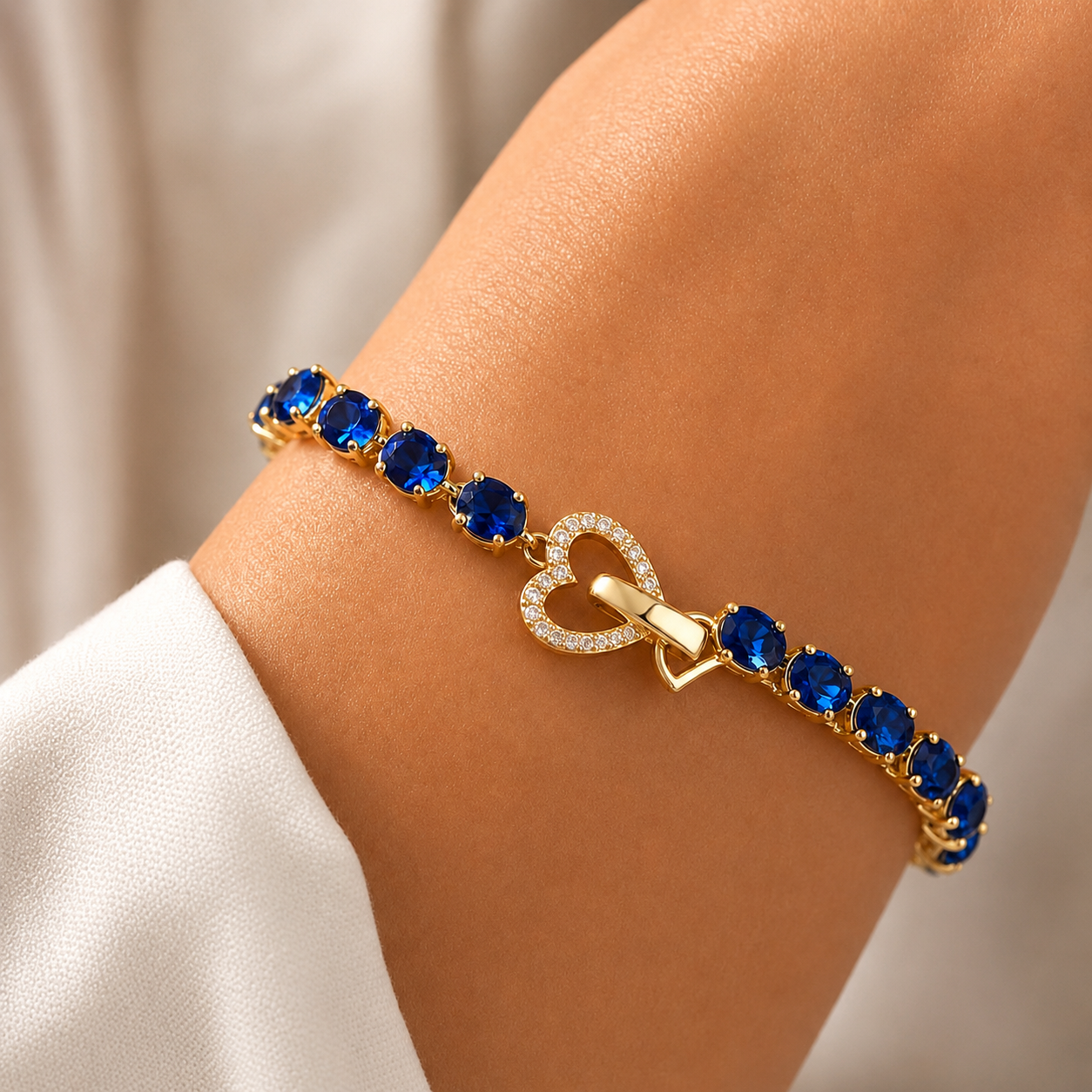 Bracciale Cuore Pavé Zaffiro