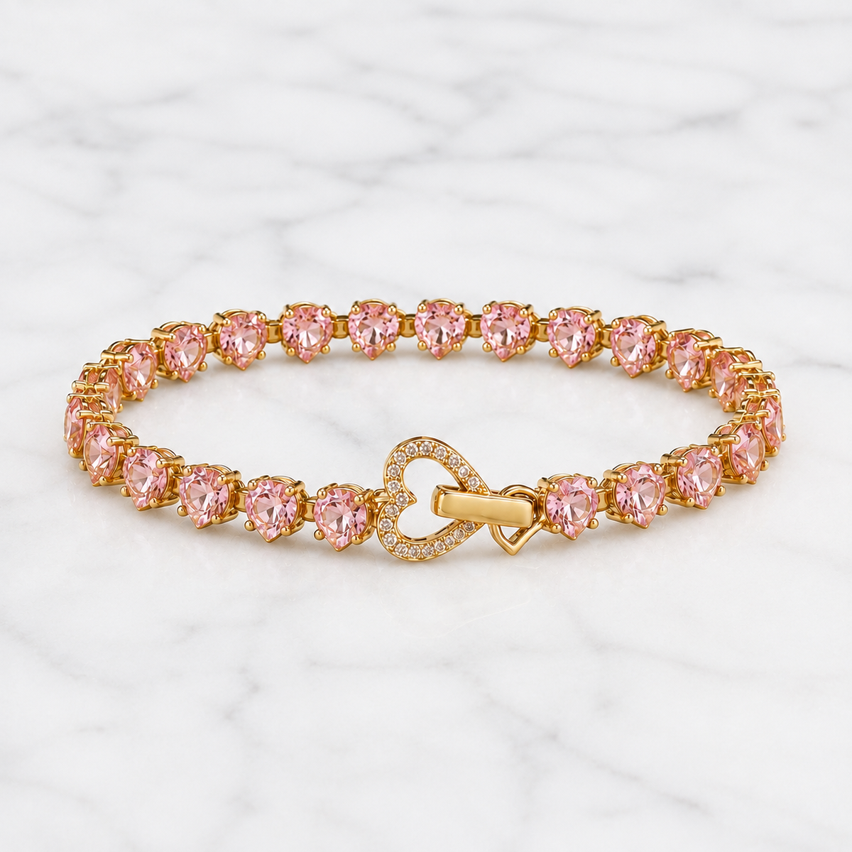 Bracciale Cuori Rosa Pavè