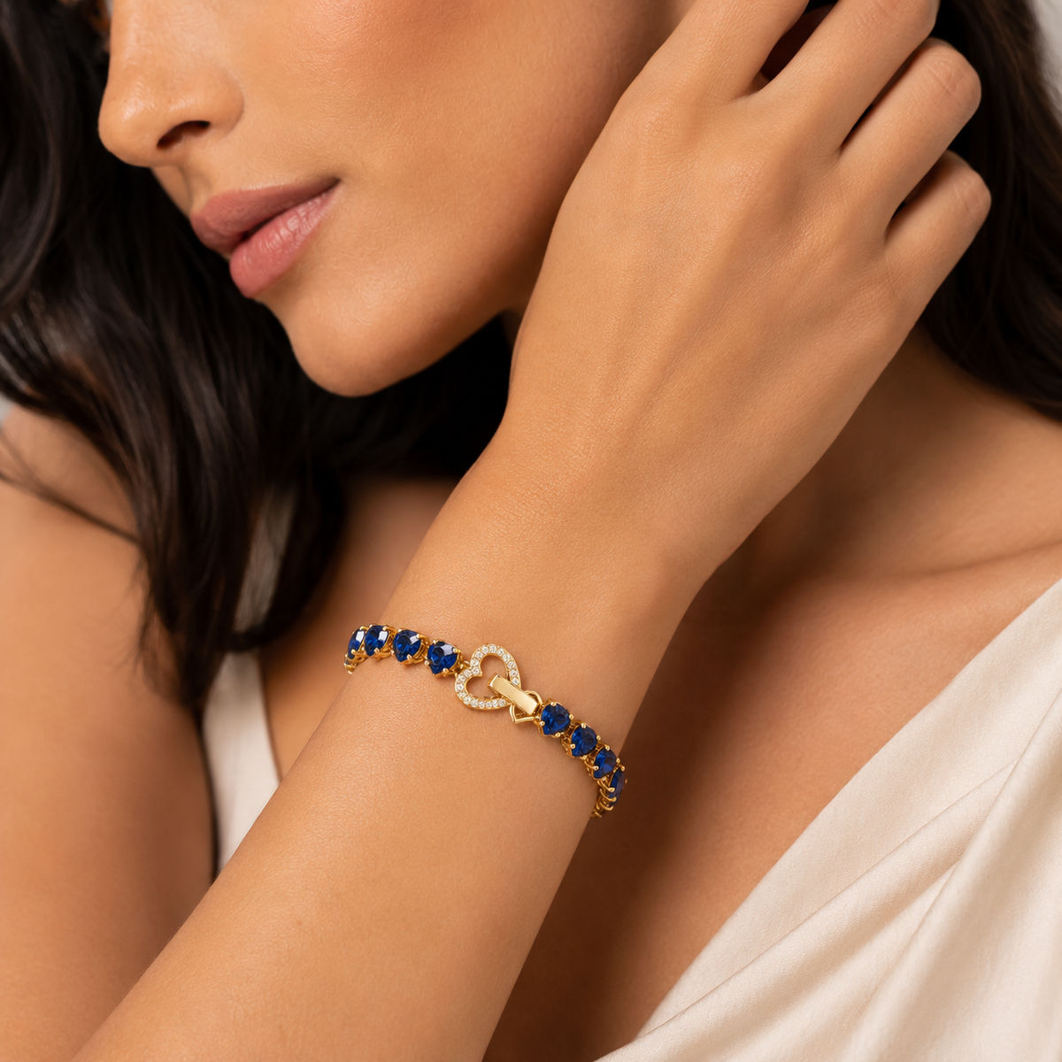 Bracciale Cuore Pavé Zaffiro