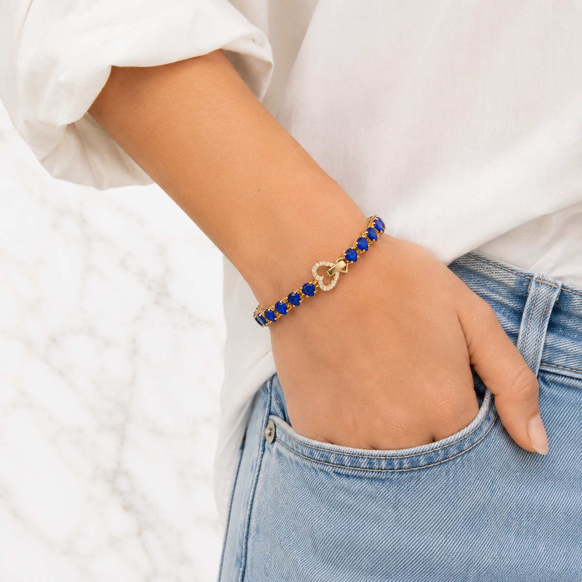 Bracciale Cuore Pavé Zaffiro