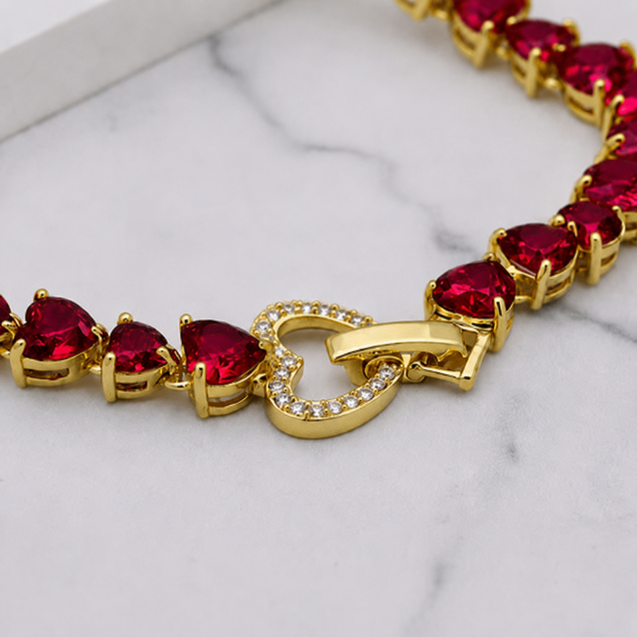 Bracciale Cuore Pavé Rubino