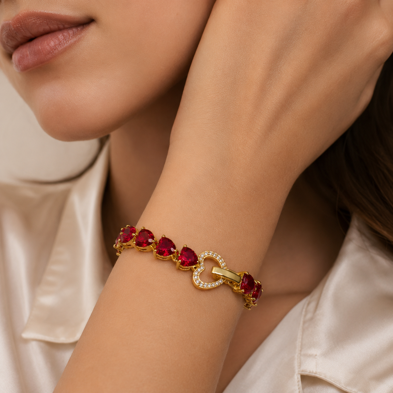 Bracciale Cuore Pavé Rubino