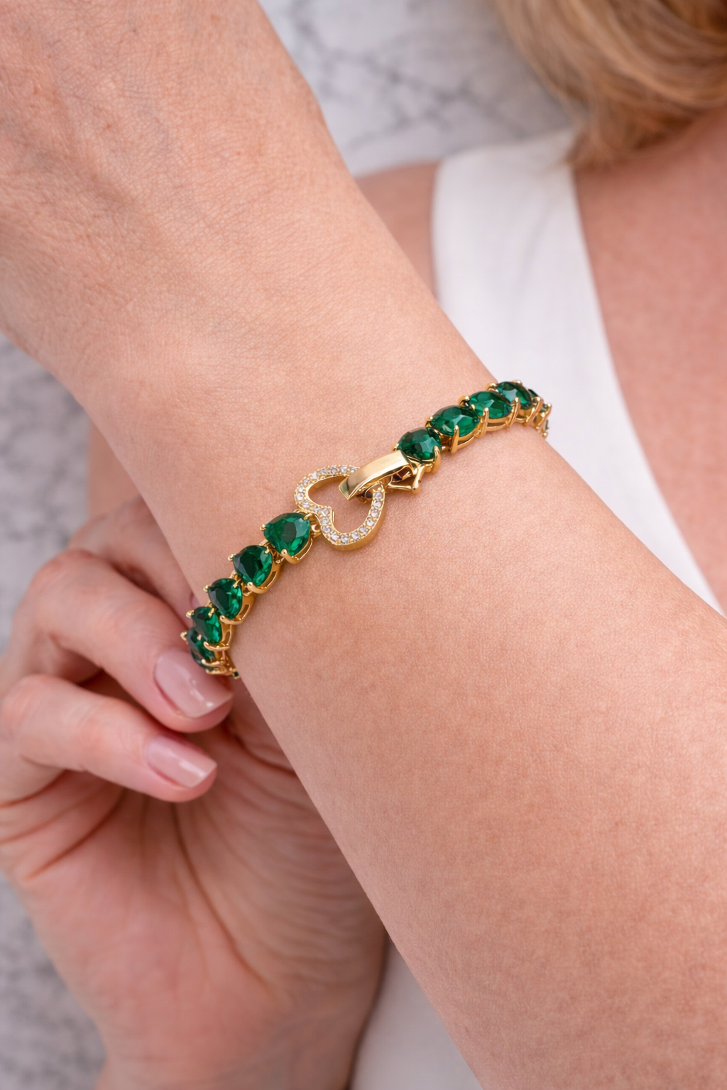 Bracciale Cuore Pavé Smeraldo