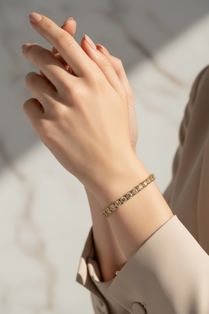 Bracciale tennis campaign luxury indossato
