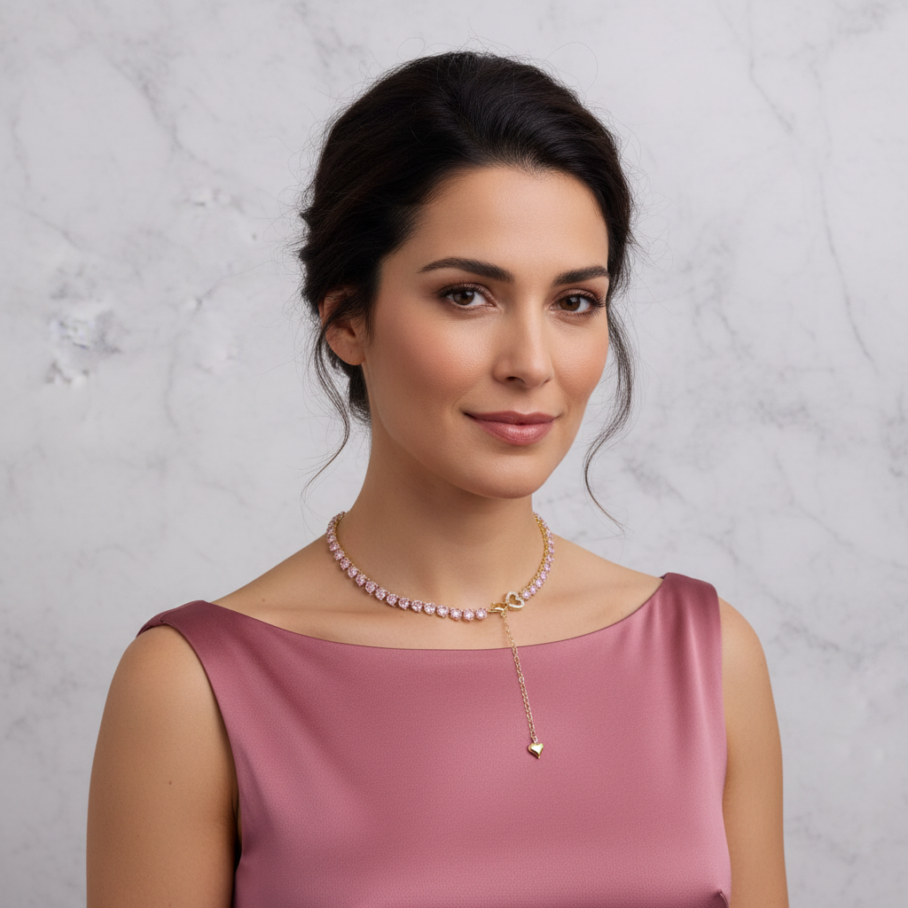Collana rosa - modella italiana over 35 marmo 1:1