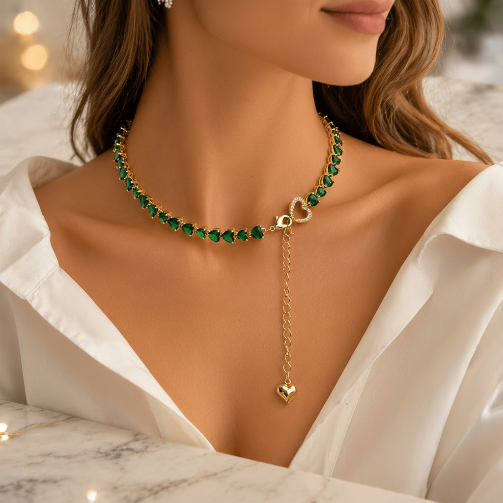 Collana verde cuori - 1:1 catalogo