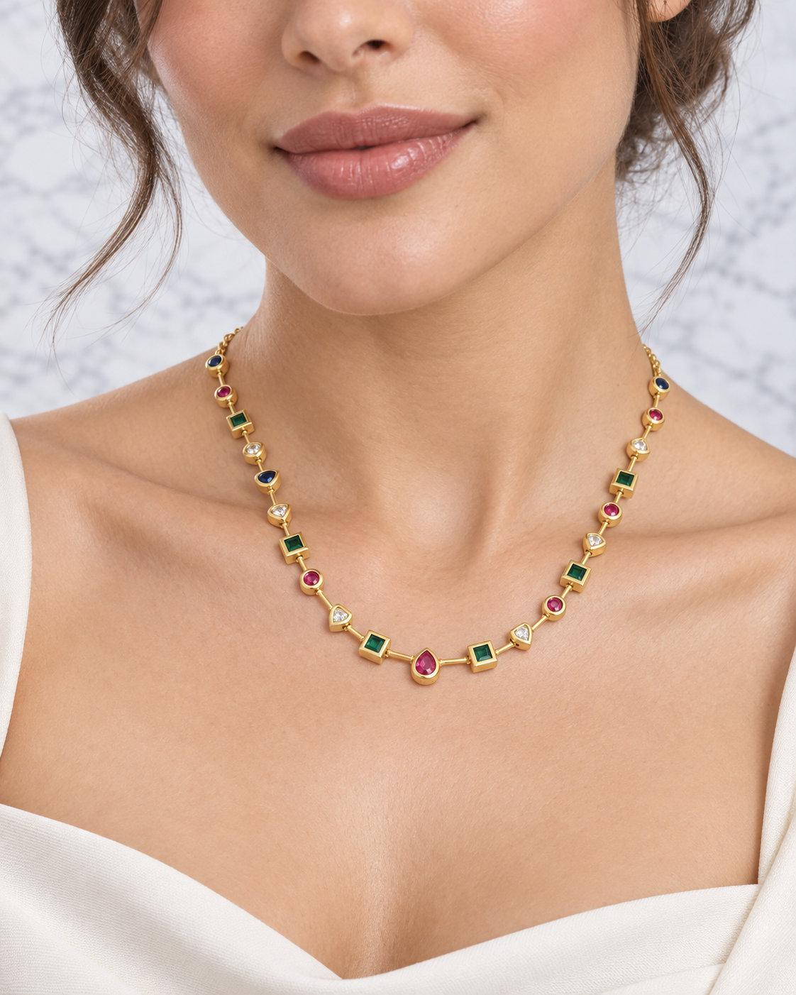 Collana Gold- Gemme Colorate