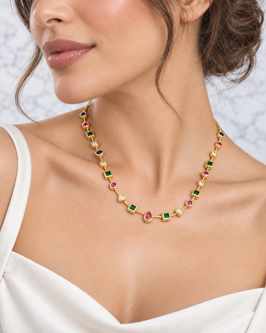 Collana Gold- Gemme Colorate